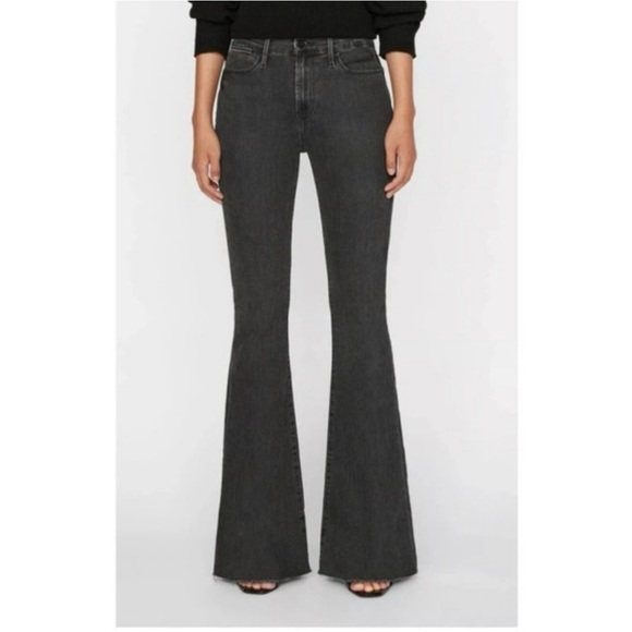 Frame Denim Pants - Frame Le High Flare Jeans Women’s 29 Black Gray Designer Money Denim Stretch